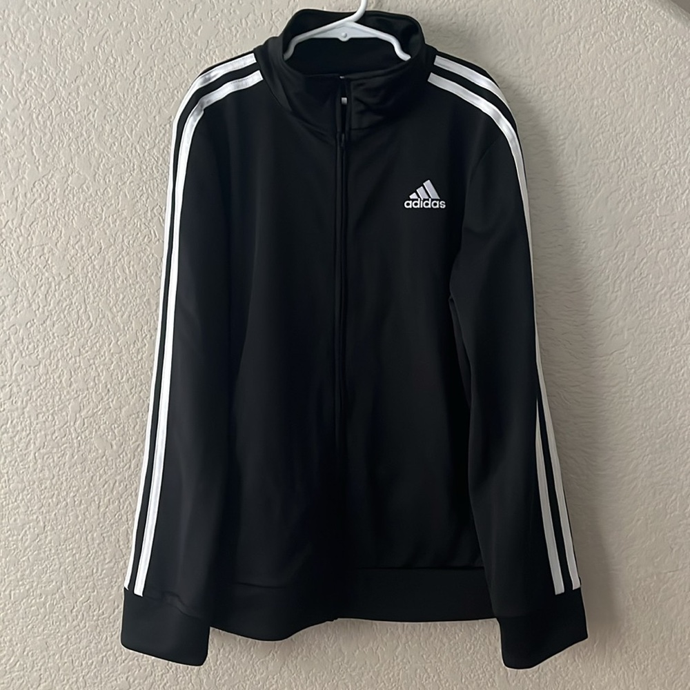 Adidas Black Zip-up Track Jacket Youth Boys Large EUC